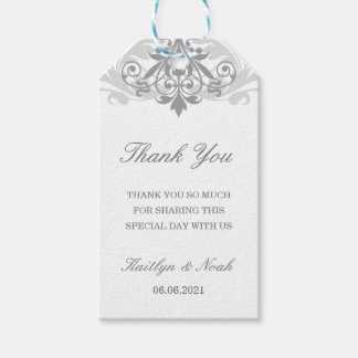 Étiquettes-cadeau Merci Mariage argenté classique et élégant
