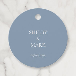 Étiquettes Cadeau Merci mariage, bleu Dusty romantique