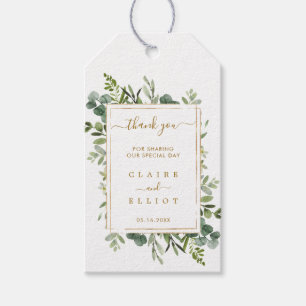 Étiquettes-cadeau Merci Mariage Botanique Gold Green