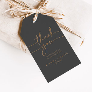 Étiquettes-cadeau Merci Mariage classique gris or