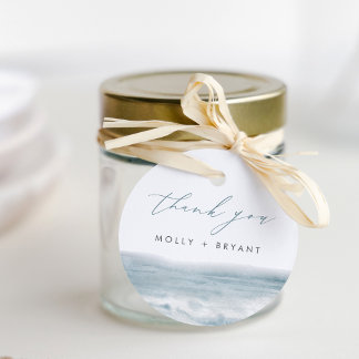 Étiquettes Cadeau Merci Mariage d'aquarelle bleu côtier