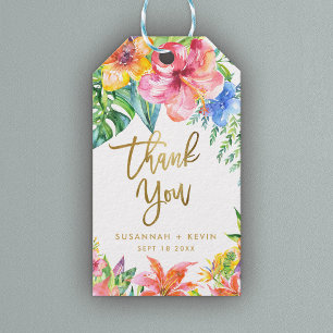 Étiquettes-cadeau Merci Mariage d'aquarelle florale tropicale