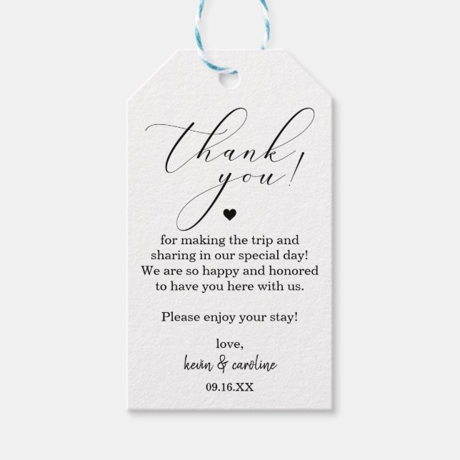 Étiquettes-cadeau Merci Mariage de Calligraphie (Devant)
