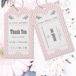 Étiquettes-cadeau Merci Mariage de de billet rose Vintage Broadway