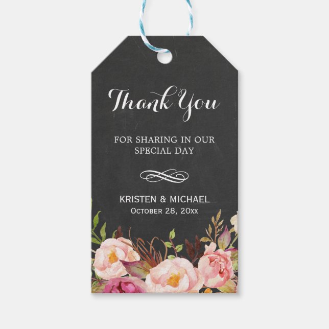 Étiquettes-cadeau Merci Mariage de décoration de tableau de bord de  (Devant)