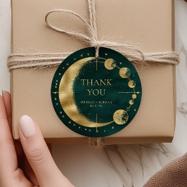Étiquettes Cadeau Merci Mariage de la lune d'or d'Émeraude céleste