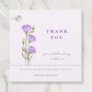 Étiquettes Cadeau Merci Mariage des Eustomas pourpres