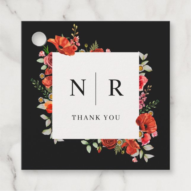 Étiquettes Cadeau Merci Mariage du Mariage de Monogramme  (Devant)