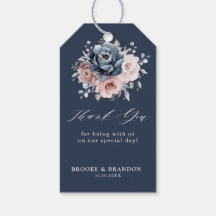 Étiquettes-cadeau Merci Mariage en ardoise rose Rose bleu Dusty