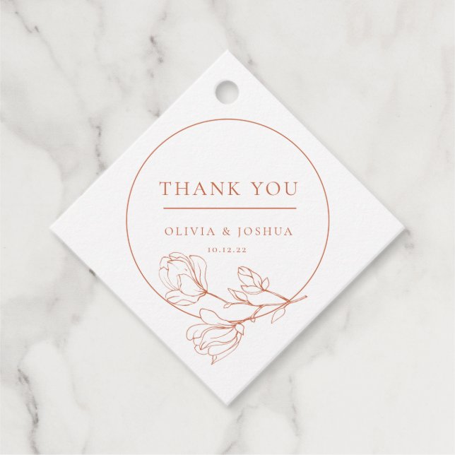 Étiquettes Cadeau Merci Mariage en terre cuite Boho (Devant)
