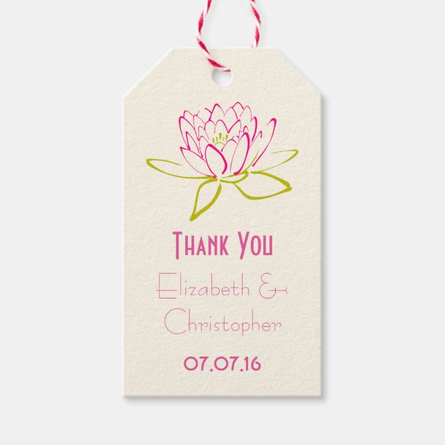 Étiquettes-cadeau Merci Mariage Favor Lotus Flower (Devant)