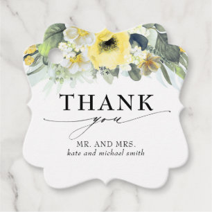 Étiquettes Cadeau Merci Mariage Fleurs Jaunes