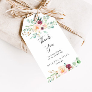 Étiquettes-cadeau Merci Mariage floral de l'Eucalyptus contemporain