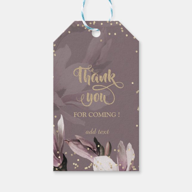 Étiquettes-cadeau Merci Mariage floral Magnolia (Devant)
