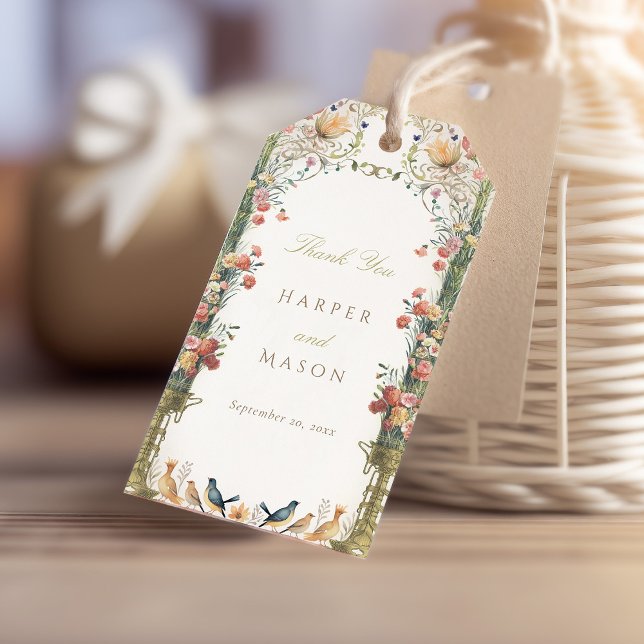 Étiquettes-cadeau Merci Mariage floral victorien (Créateur téléchargé)