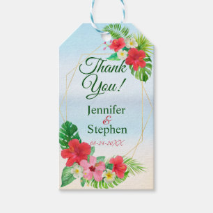 Étiquettes-cadeau Merci Mariage géométrique floral tropical