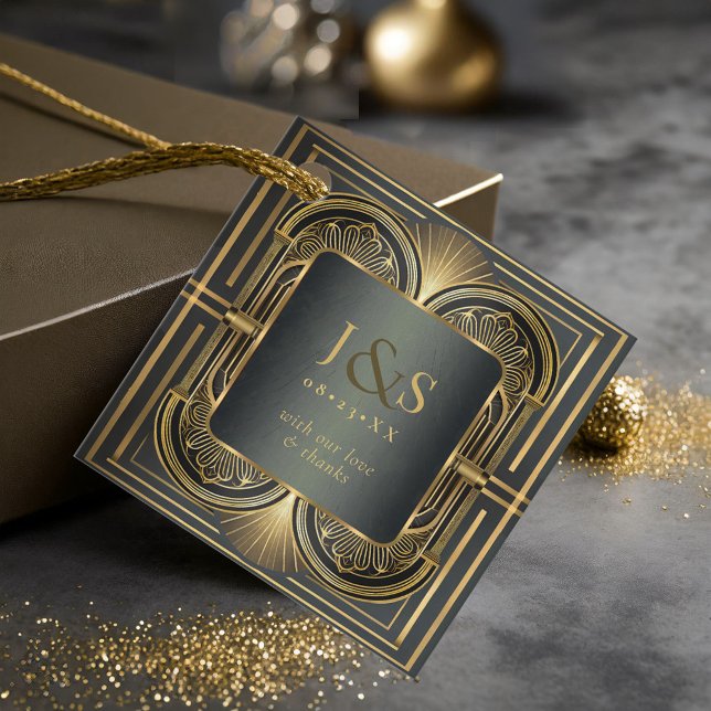 Étiquettes Cadeau Merci Mariage Glam Art Déco ID1033 (Créateur téléchargé)