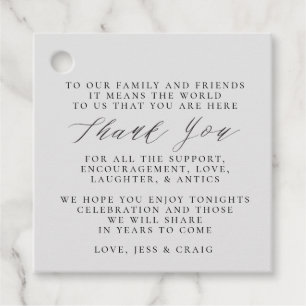 Étiquettes Cadeau merci mariage marque de faveur avec message