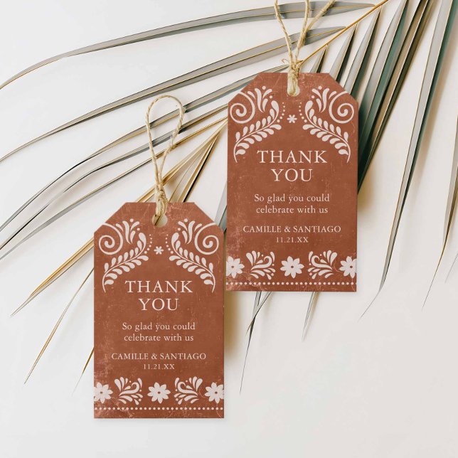 Étiquettes-cadeau Merci Mariage mexicain en terre cuite (Mexican Terracotta Wedding Favor Tag)