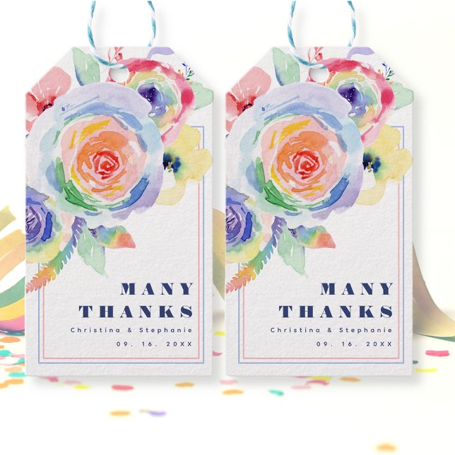 Étiquettes-cadeau Merci Mariage moderne Rainbow Floral LGBTQ (Créateur téléchargé)