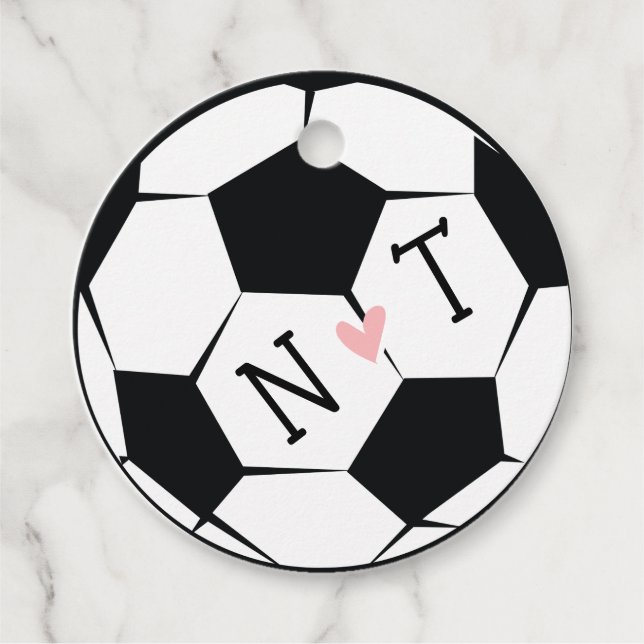 Étiquettes Cadeau Merci Mariage Monogramme de balle de football (Devant)