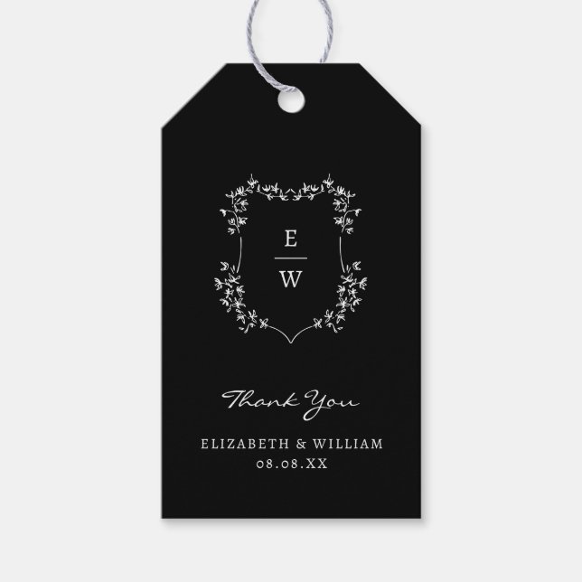 Étiquettes-cadeau Merci Mariage noir (Devant)