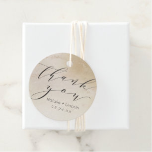 Étiquettes Cadeau Merci Mariage Ombre Jaune Or Frosted