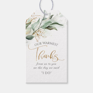 Étiquettes-cadeau Merci Mariage or et verdure