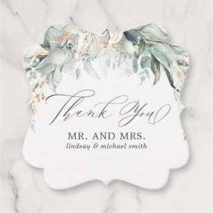 Étiquettes Cadeau Merci Mariage or vert