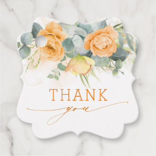 Étiquettes Cadeau Merci Mariage Orange Fleurs