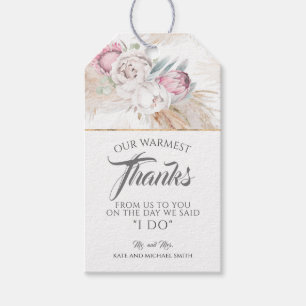 Étiquettes-cadeau Merci Mariage Pampas Grass Rose King Protea