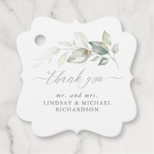 Étiquettes Cadeau Merci Mariage romantique élégant