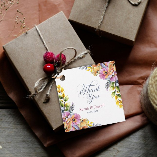 Étiquettes Cadeau Merci Mariage rose et orange (Créateur téléchargé)