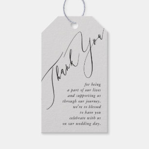 Étiquettes-cadeau Merci Mariage simple gris doux minimal