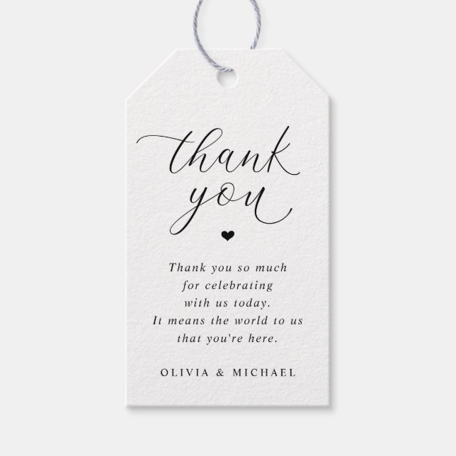 Étiquettes-cadeau Merci Mariage simple romantique Favoriser les étiq (Devant)