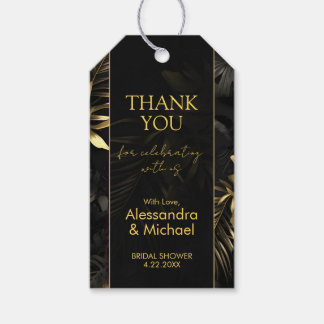 Étiquettes-cadeau Merci Mariage Tropical moderne Black Gold
