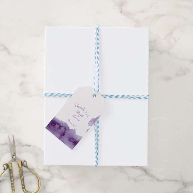 Étiquettes-cadeau Merci Mariage ultra violet élégant (Avec de laficelle)