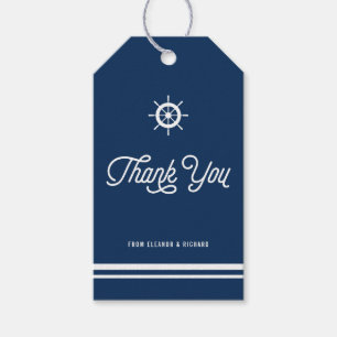 Étiquettes-cadeau Merci marin bleu marine avec Helm
