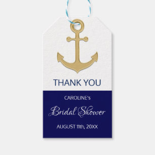 Étiquettes-cadeau MERCI Marine Bleue Ancre FÊTE DES MARIÉES
