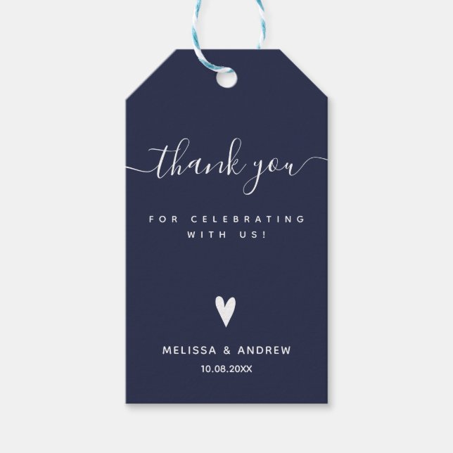 Étiquettes-cadeau Merci - Marine Blue Wedding Favor (Devant)