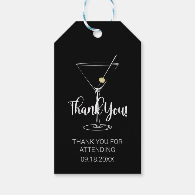 Étiquettes-cadeau Merci Martini en verre (Devant)