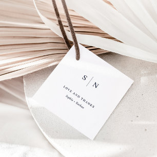 Étiquettes Cadeau Merci minimal et chic Mariage blanc et marine