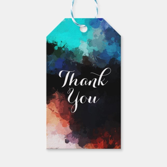 Étiquettes-cadeau Merci moderne Abstrait de peinture (Devant)