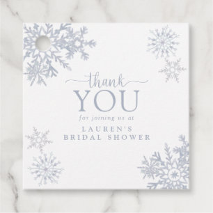 Étiquettes Cadeau Merci moderne Dusty Blue Snowflake Douche
