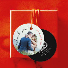 Étiquettes Cadeau Merci moderne élégant Mariage photo Web QR Code