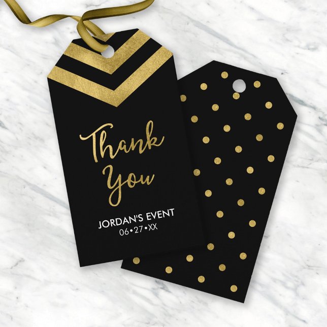 Étiquettes-cadeau Merci moderne Faux Gold Chevron (Créateur téléchargé)
