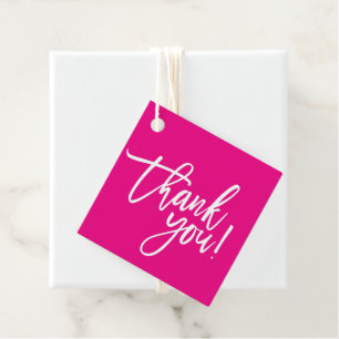 Étiquettes Cadeau MERCI moderne main lettré blanc écriture rose