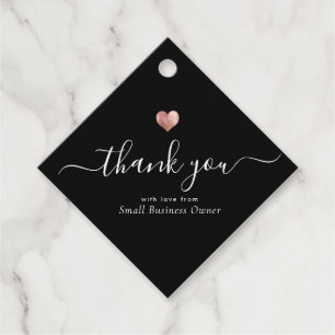 Étiquettes Cadeau Merci moderne Script Rose Or Petite entreprise