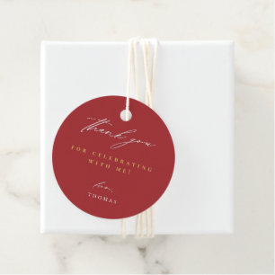 Étiquettes Cadeau Merci moderne Script rouge