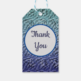 Étiquettes-cadeau Merci Mosaic Abstrait Bleu Gratitude